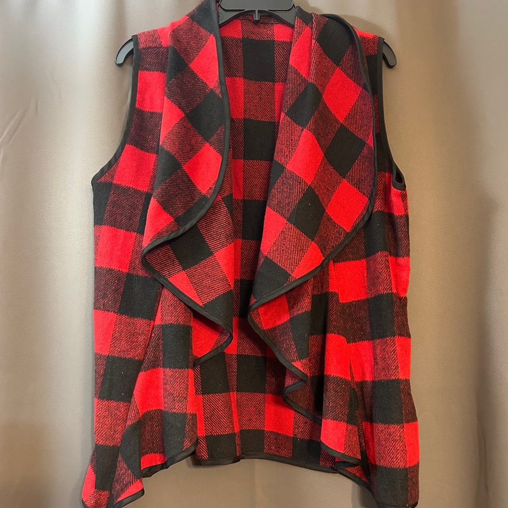 Red and Black Buffalo Plaid Sleeveless Vest
